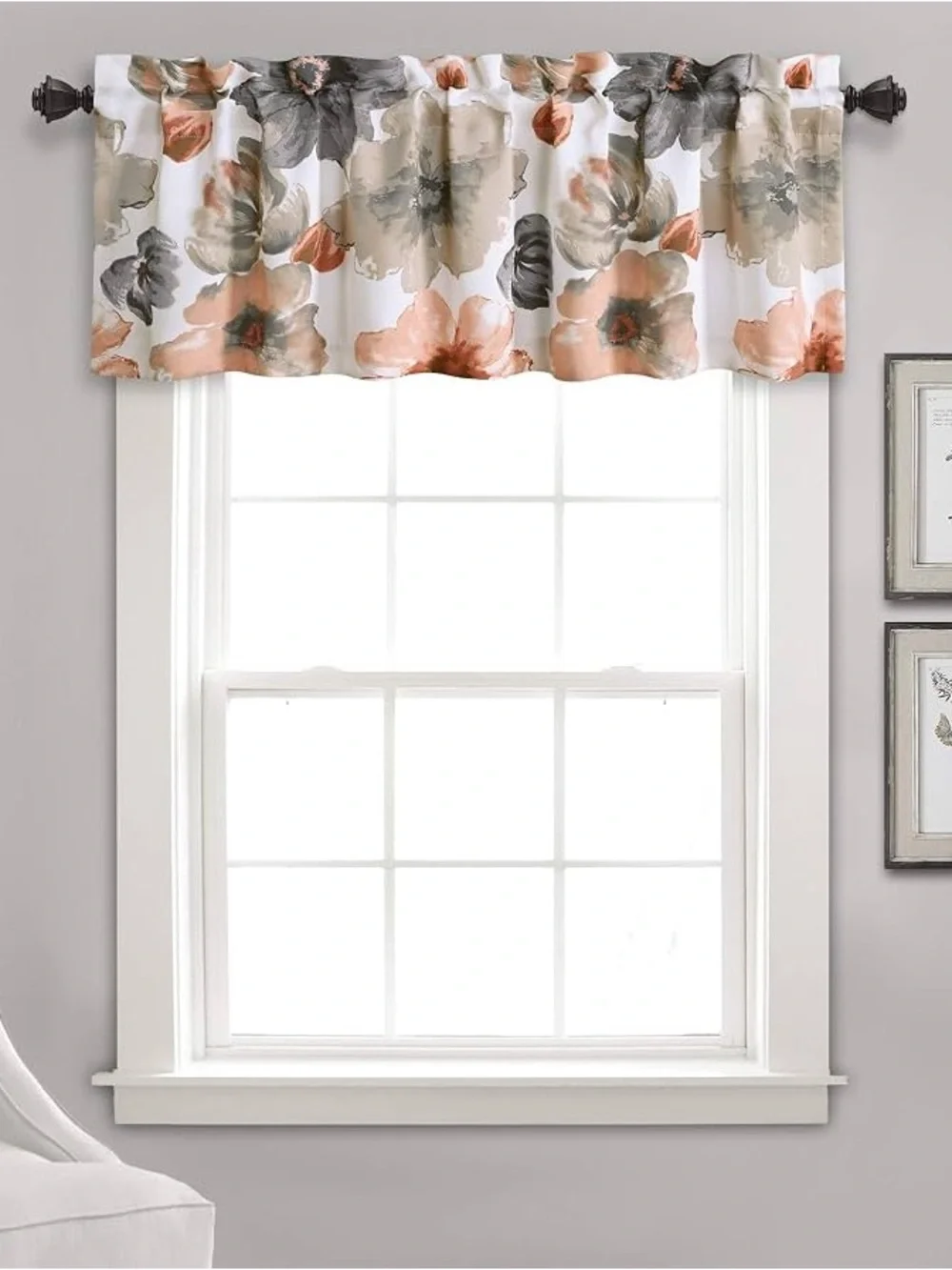 Half Moon Leah Room Darkening Insulated Noise Reducing Floral Valance 52x18